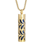 Gold Stainless Steel Cylindrical Hollow Pendant Aromatherapy Bottles
