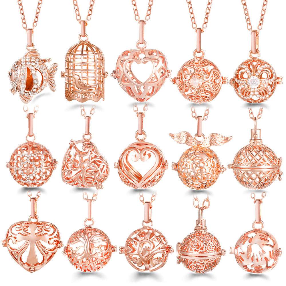 Rose Gold Angel Wings Aromatherapy Necklace