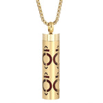 Gold Stainless Steel Cylindrical Hollow Pendant Aromatherapy Bottles