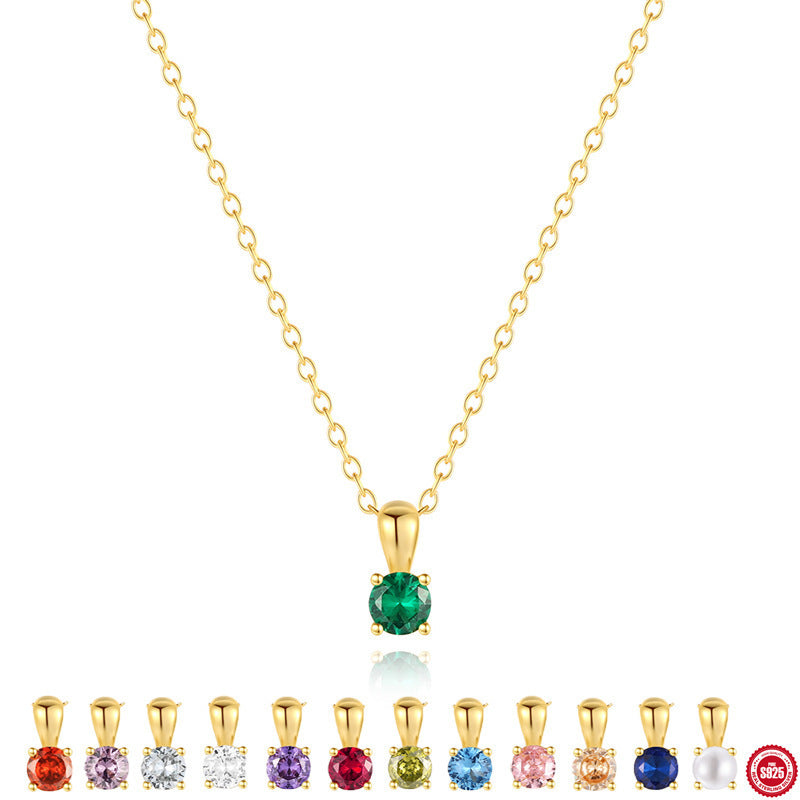 S925 Sterling Silver Daily Matching Geometric Personalized Month Birthday Stone