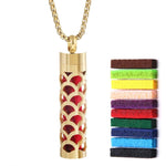 Gold Stainless Steel Cylindrical Hollow Pendant Aromatherapy Bottles