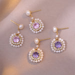 Elegant Daily French Style Purple Earrings