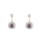Elegant Daily French Style Purple Earrings