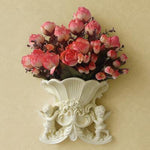 European Style Double Angel Wall Decoration Living Room Simulation Vase Flower Pot Home Background Wall Decoration Crafts Wall Pendant