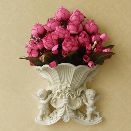 European Style Double Angel Wall Decoration Living Room Simulation Vase Flower Pot Home Background Wall Decoration Crafts Wall Pendant