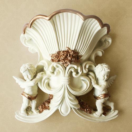European Style Double Angel Wall Decoration Living Room Simulation Vase Flower Pot Home Background Wall Decoration Crafts Wall Pendant