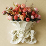 European Style Double Angel Wall Decoration Living Room Simulation Vase Flower Pot Home Background Wall Decoration Crafts Wall Pendant