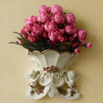 European Style Double Angel Wall Decoration Living Room Simulation Vase Flower Pot Home Background Wall Decoration Crafts Wall Pendant