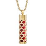 Gold Stainless Steel Cylindrical Hollow Pendant Aromatherapy Bottles