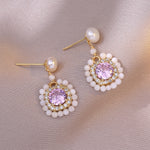 Elegant Daily French Style Purple Earrings