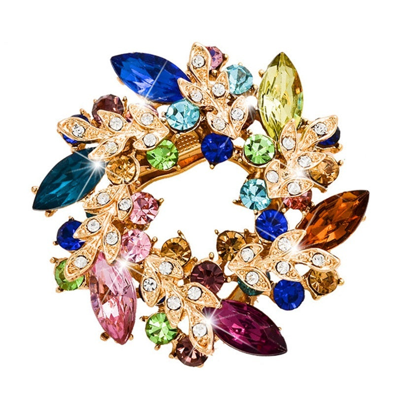 Korean Style Bauhinia Brooch Scarf Pin Dual-use Fashion Crystal Diamond Brooch