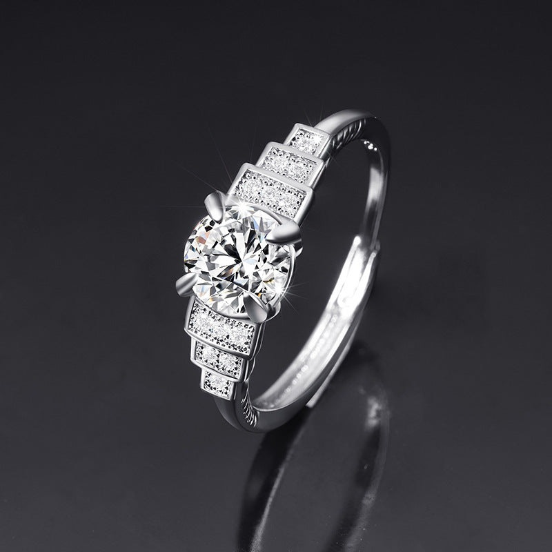 Ring Opening Adjustable One Carat Mosan Drill Living Ring