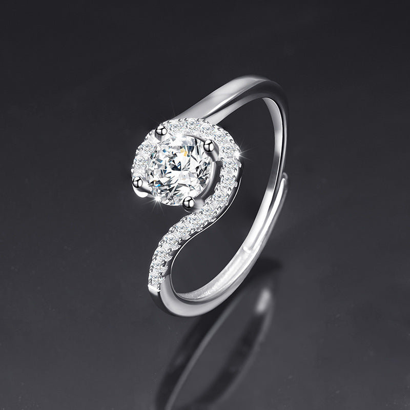 Ring Opening Adjustable One Carat Mosan Drill Living Ring