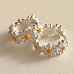 Fashion Daisy Flower Ring Earrings Suitable For Daily And Party Wear Vacation Beach Accessories