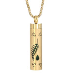 Gold Stainless Steel Cylindrical Hollow Pendant Aromatherapy Bottles