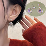 Elegant Daily French Style Purple Earrings