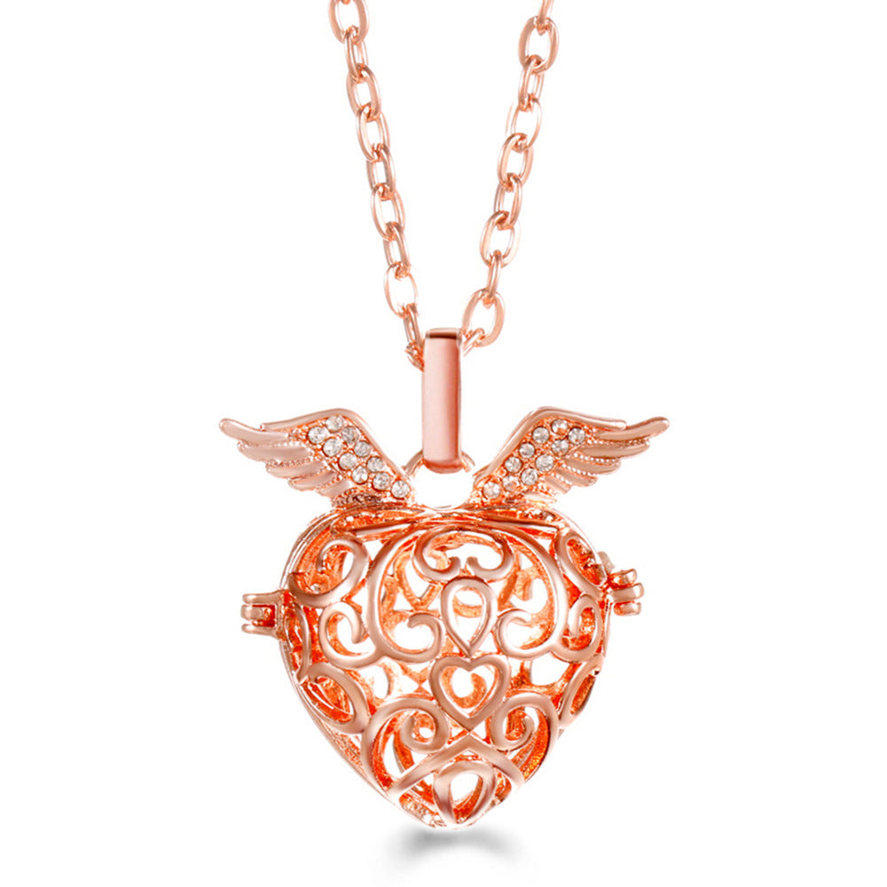 Rose Gold Angel Wings Aromatherapy Necklace