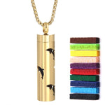Gold Stainless Steel Cylindrical Hollow Pendant Aromatherapy Bottles