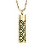 Gold Stainless Steel Cylindrical Hollow Pendant Aromatherapy Bottles