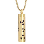 Gold Stainless Steel Cylindrical Hollow Pendant Aromatherapy Bottles