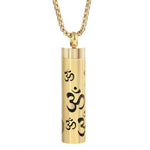 Gold Stainless Steel Cylindrical Hollow Pendant Aromatherapy Bottles
