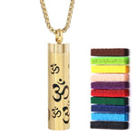 Gold Stainless Steel Cylindrical Hollow Pendant Aromatherapy Bottles