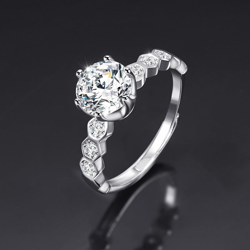 Ring Opening Adjustable One Carat Mosan Drill Living Ring