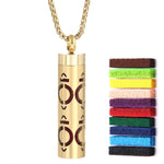 Gold Stainless Steel Cylindrical Hollow Pendant Aromatherapy Bottles