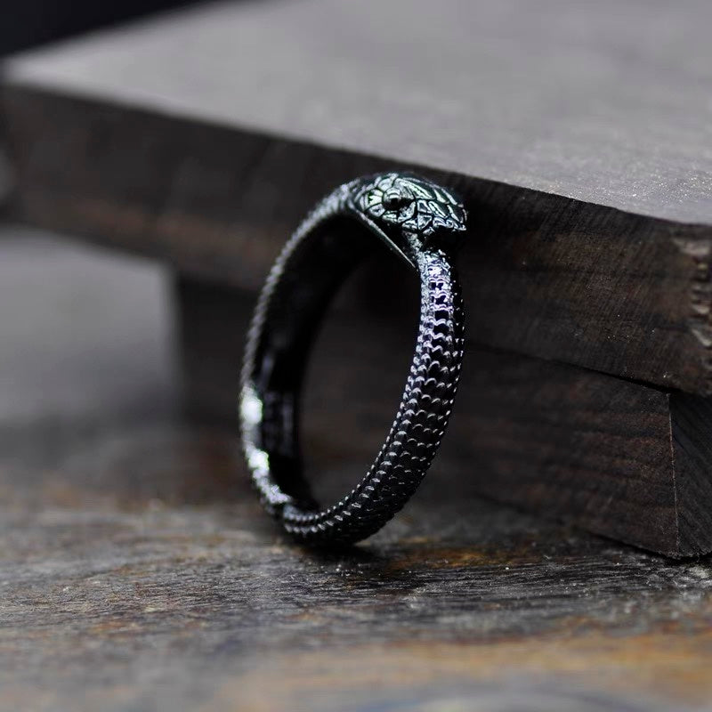 Living Mouth Ouroboros Ring 925 Sterling Silver