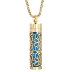 Gold Stainless Steel Cylindrical Hollow Pendant Aromatherapy Bottles