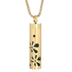 Gold Stainless Steel Cylindrical Hollow Pendant Aromatherapy Bottles