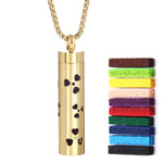 Gold Stainless Steel Cylindrical Hollow Pendant Aromatherapy Bottles