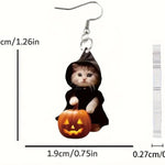 Cat Portable Pumpkin Earrings Acrylic Flat Creative