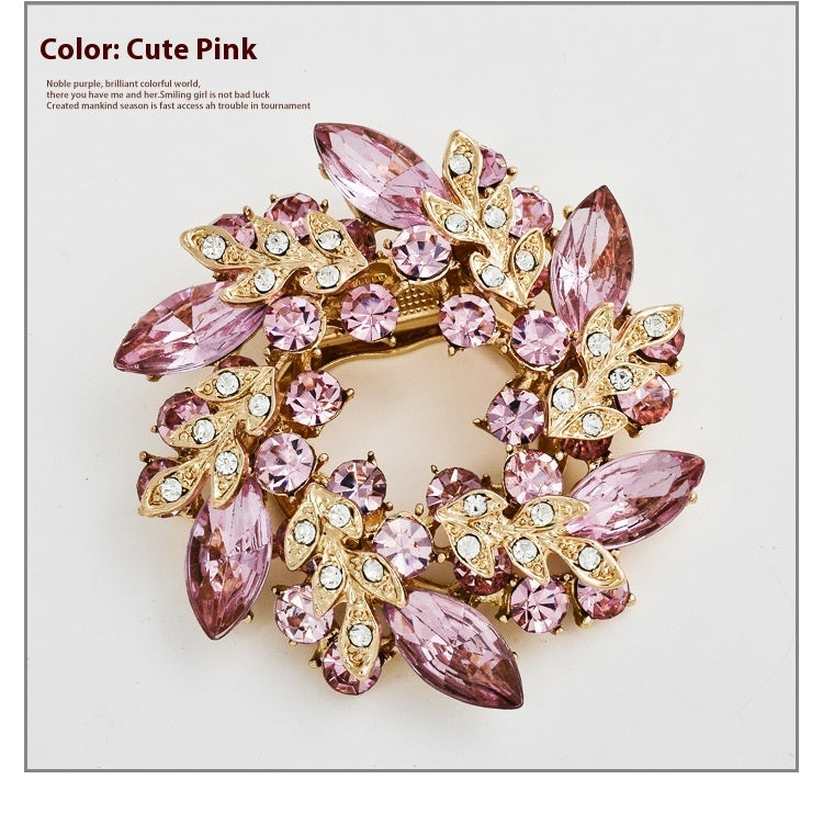 Korean Style Bauhinia Brooch Scarf Pin Dual-use Fashion Crystal Diamond Brooch