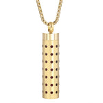 Gold Stainless Steel Cylindrical Hollow Pendant Aromatherapy Bottles