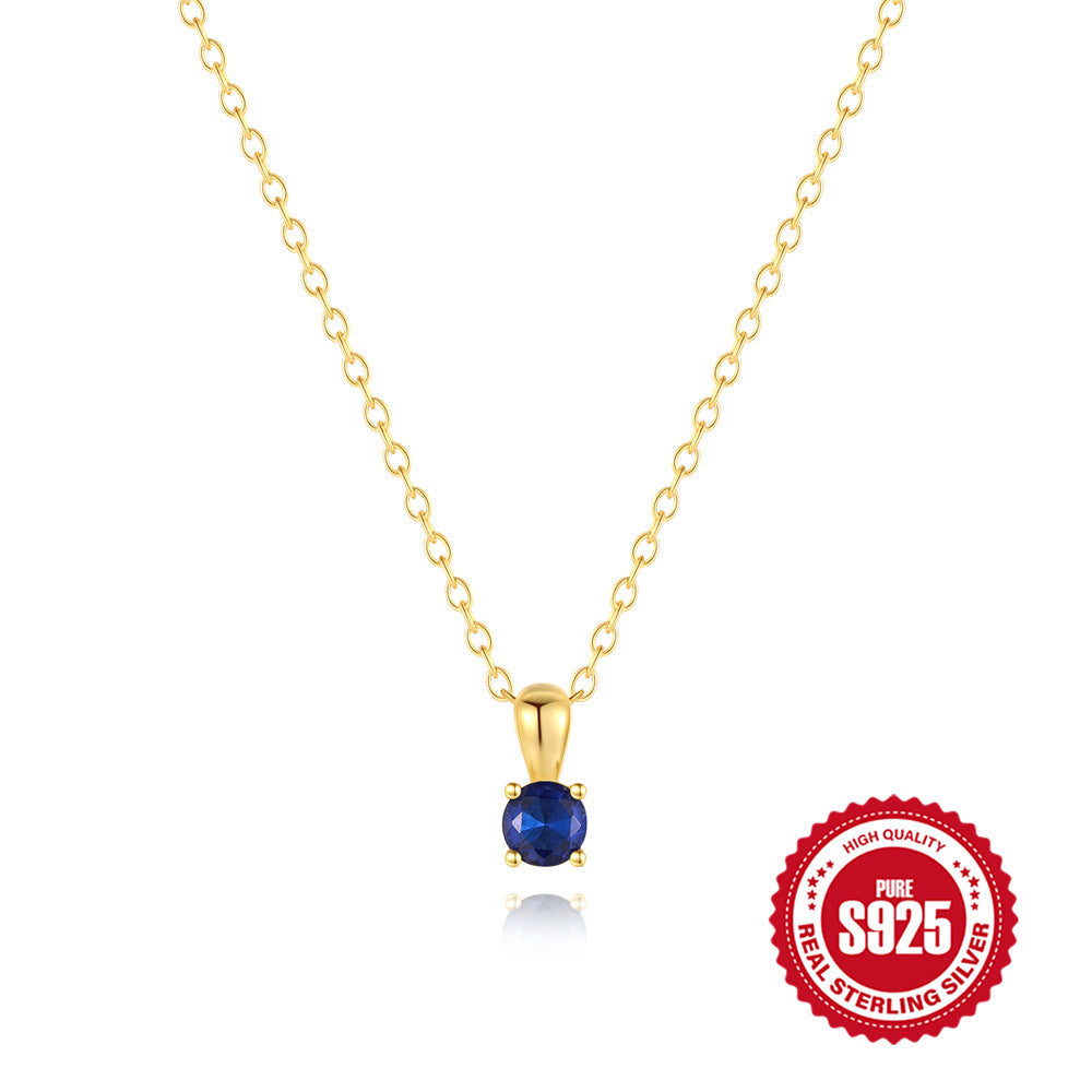 S925 Sterling Silver Daily Matching Geometric Personalized Month Birthday Stone