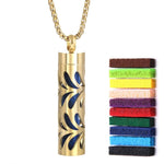 Gold Stainless Steel Cylindrical Hollow Pendant Aromatherapy Bottles