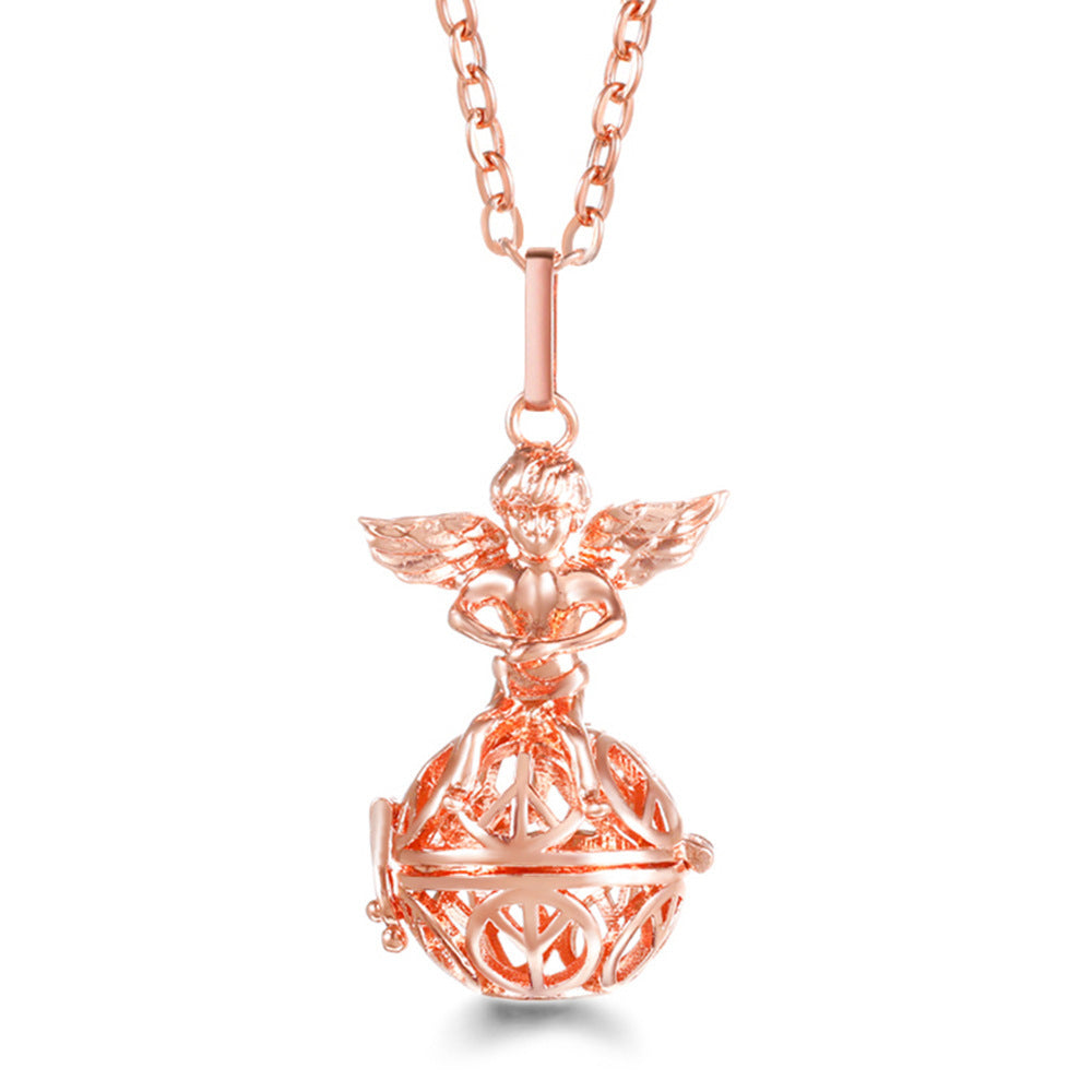 Rose Gold Angel Wings Aromatherapy Necklace